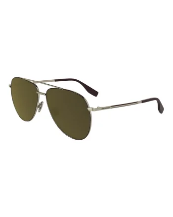 Ochelari de soare aviator cu model unisex si rama metalica, Verde/Auriu