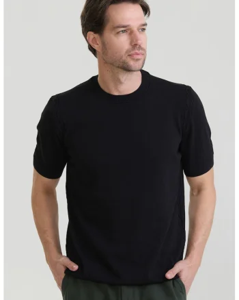 Tricou tricotat fin din bumbac, Negru
