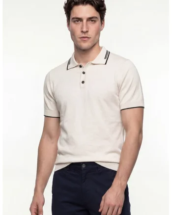 Tricou polo din bumbac, Crem