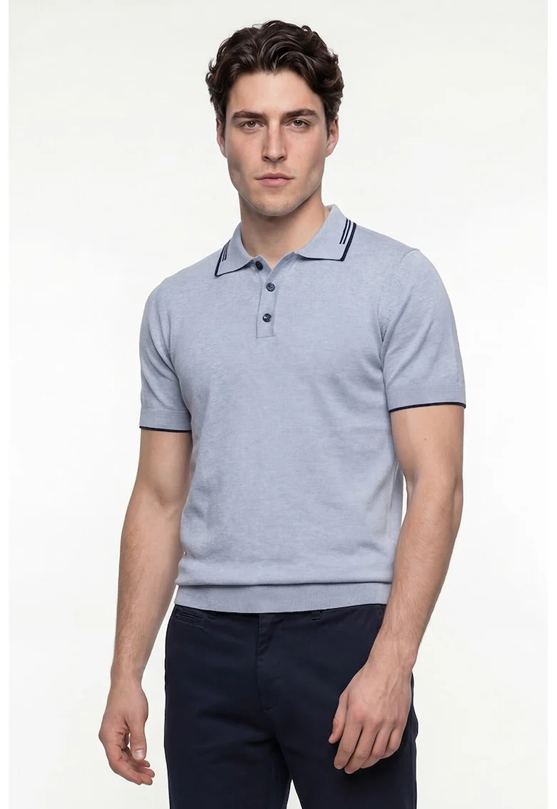 Tricou polo din bumbac, Albastru deschis