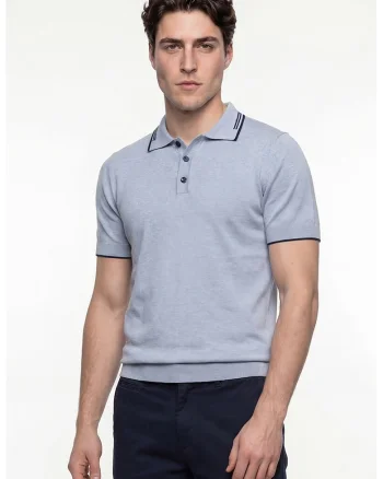 Tricou polo din bumbac, Albastru deschis