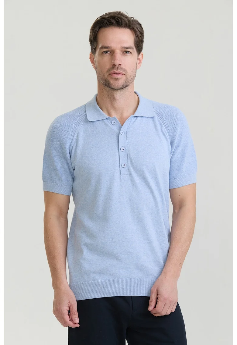 Tricou polo cu maneci raglan, Albastru pastel