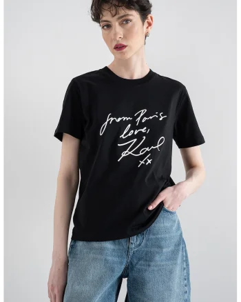Tricou din bumbac organic With Love, Alb/Negru