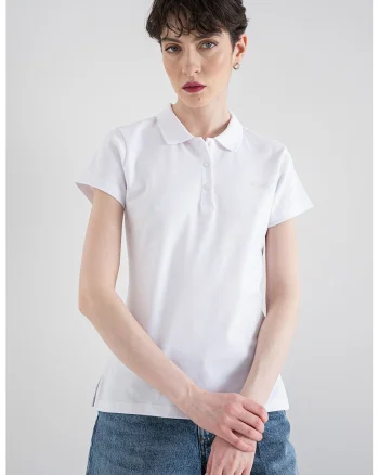 Tricou polo din material pique Signature, Alb