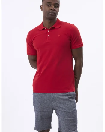 Tricou polo cu model uni, Rosu