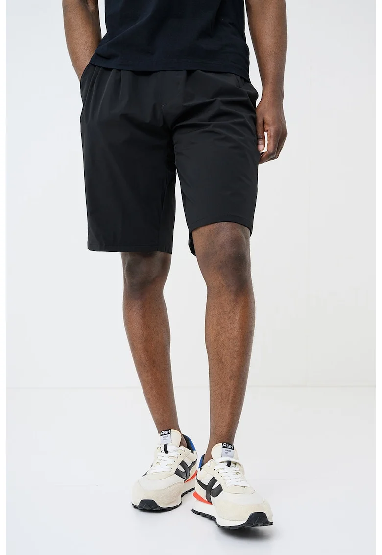 Pantaloni scurti cu talie elastica si buzunare, Negru