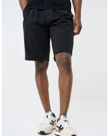 Pantaloni scurti cu talie elastica si buzunare, Negru