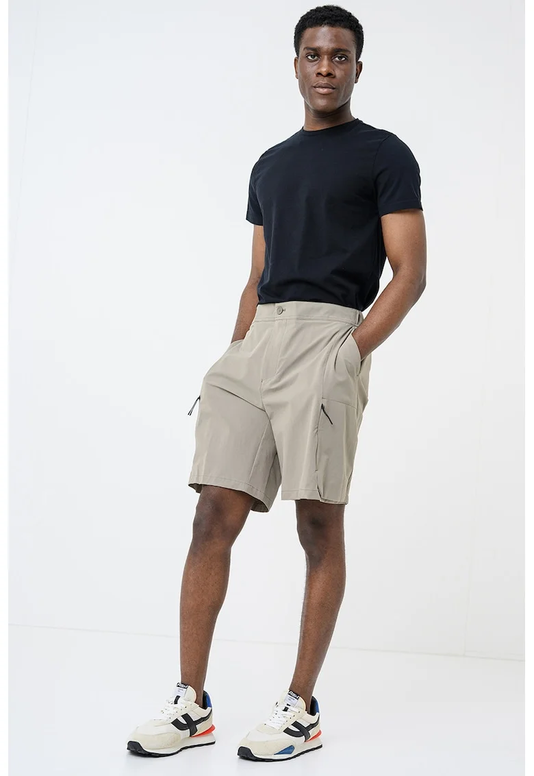 Pantaloni scurti relaxed fit cu buzunare, Bej inchis