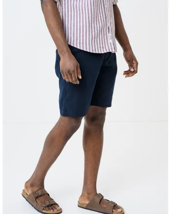 Pantaloni scurti din amestec de in cu snur, Bleumarin