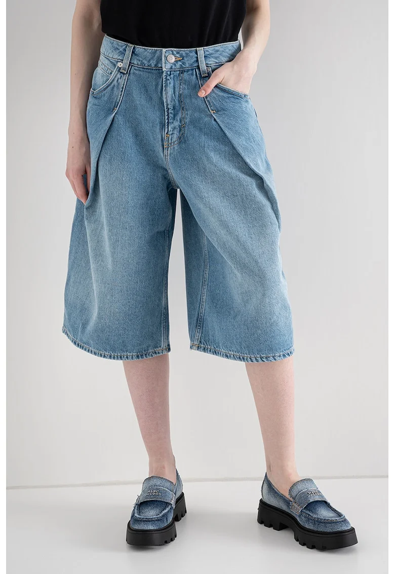 Pantaloni scurti balloon fit din denim, Albastru deschis