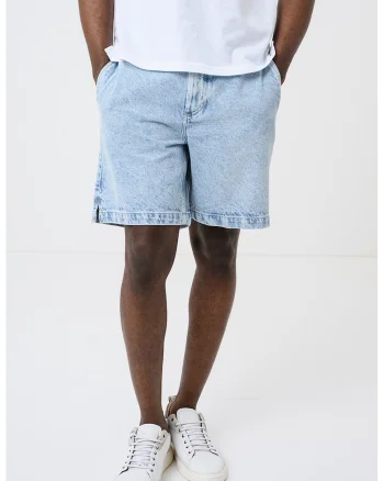 Bermude din denim cu gaici pentru curea, Albastru deschis