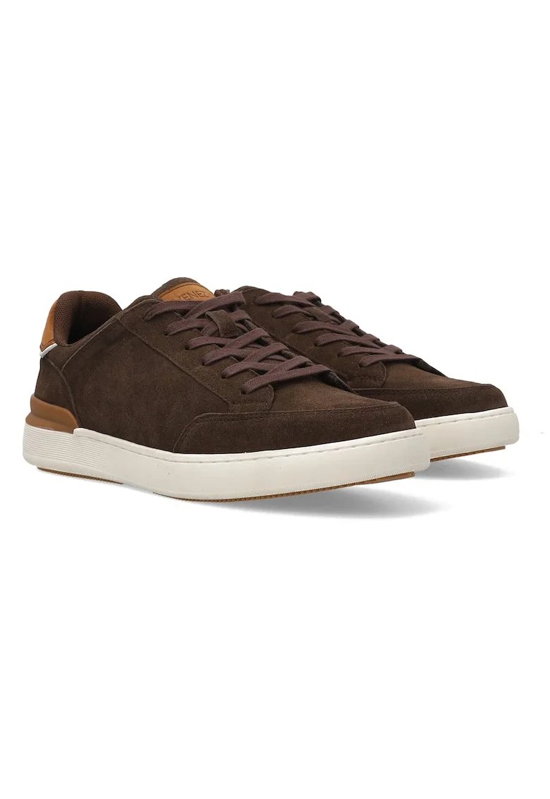 Pantofi sport de piele intoarsa cu garnituri contrastante