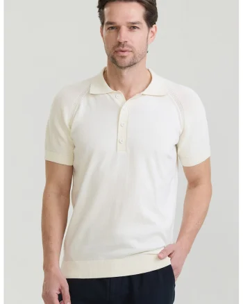 Tricou polo cu maneci raglan, Crem