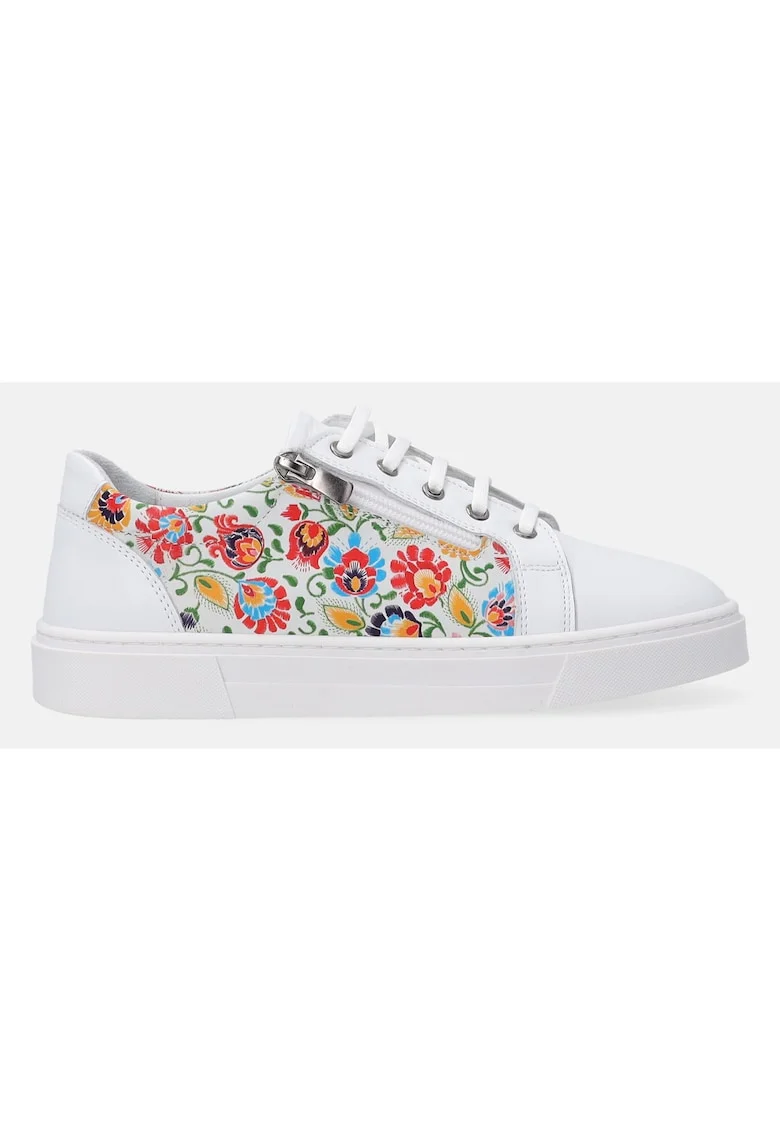 Pantofi sport din piele cu imprimeu floral pe lateral