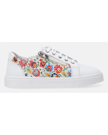 Pantofi sport din piele cu imprimeu floral pe lateral