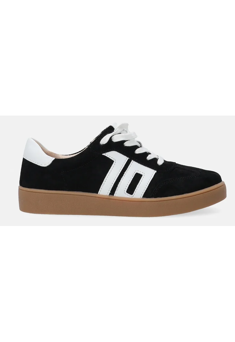 Pantofi sport din piele intoarsa si detalii din piele