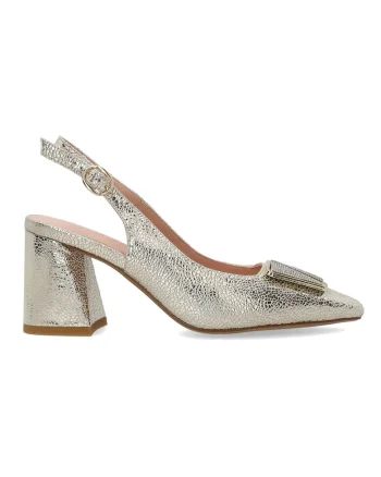 Pantofi slingback din piele cu efect metalic