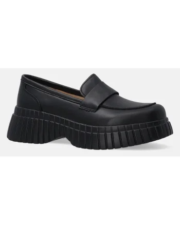 Pantofi Loafer piele neagra cu talpa striata,