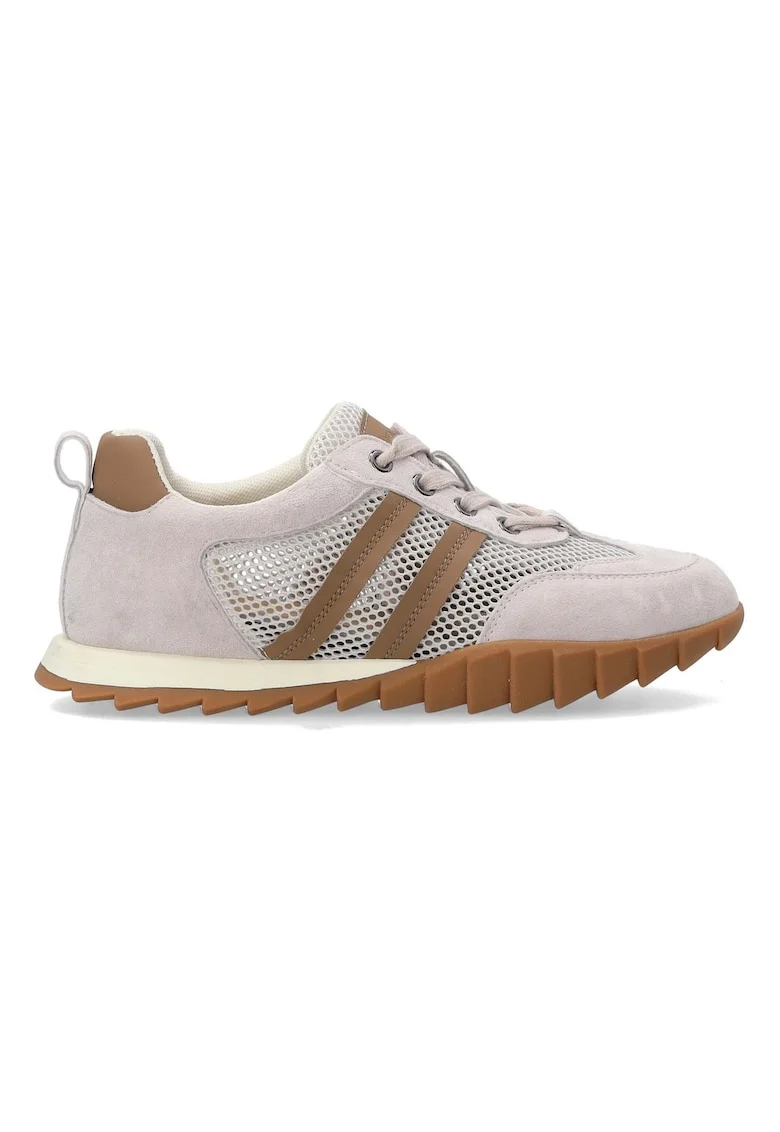 Pantofi sport din plasa si piele intoarsa, cu profil jos