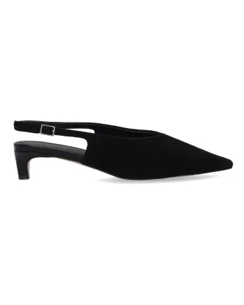 Pantofi slingback uni din piele intoarsa