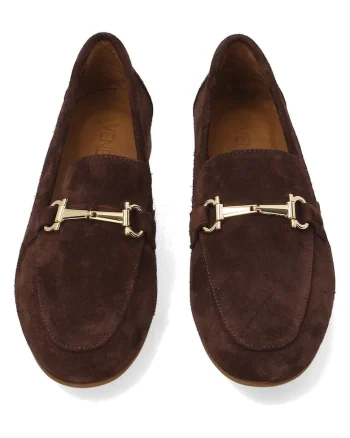 Pantofi loafers din piele intoarsa cu accesorii decorative
