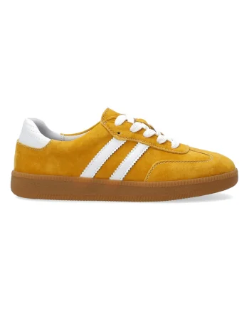 Pantofi sport din piele si piele intoarsa, cu profil jos