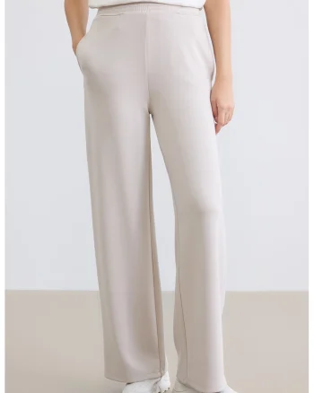 Pantaloni de trening cu croiala ampla si model uni, Gri deschis