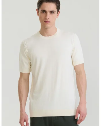 Tricou tricotat fin din bumbac, Alb