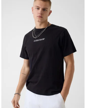 Tricou din bumbac cu logo brodat, Negru