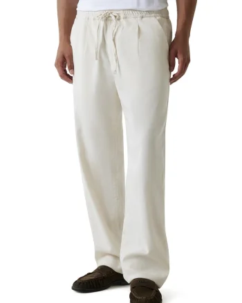 Pantaloni cu croiala ampla si snur, Alb