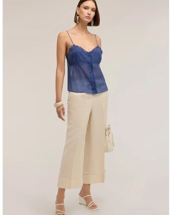 Pantaloni cu croiala ampla, Crem