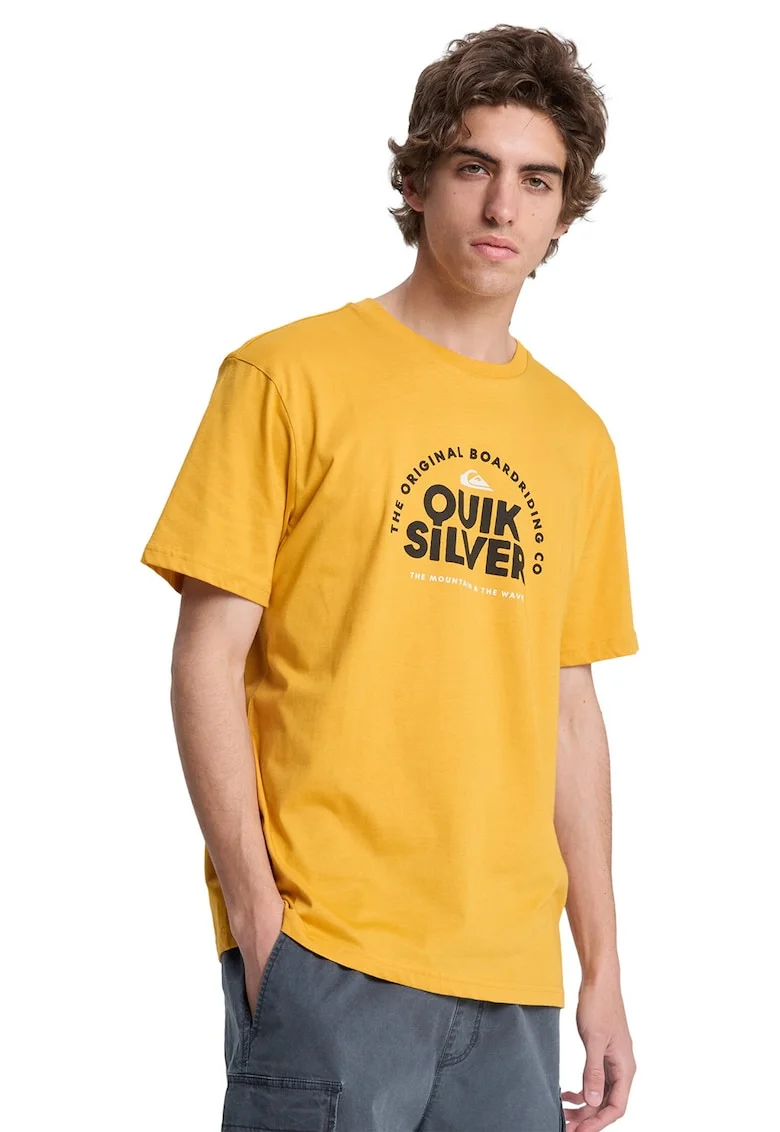 Tricou de bumbac cu imprimeu logo pe piept Fundamental Ride, Negru/Portocaliu