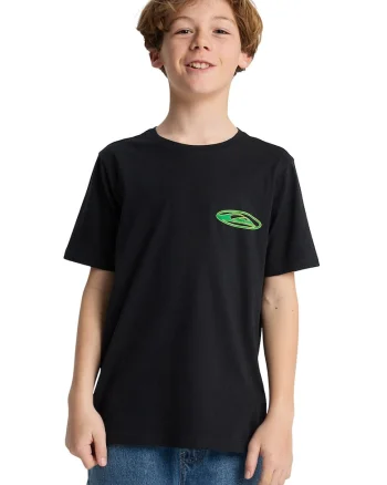 Tricou de bumbac cu imprimeu logo pe spate, Verde/Negru
