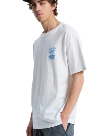 Tricou de bumbac organic Evo Blossom Of Peace, Alb optic/Albastru