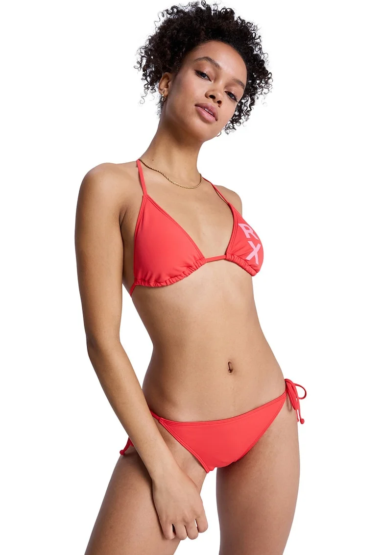 Costum de baie cu doua piese si imprimeu logo Essentials Tiki 2, Rosu