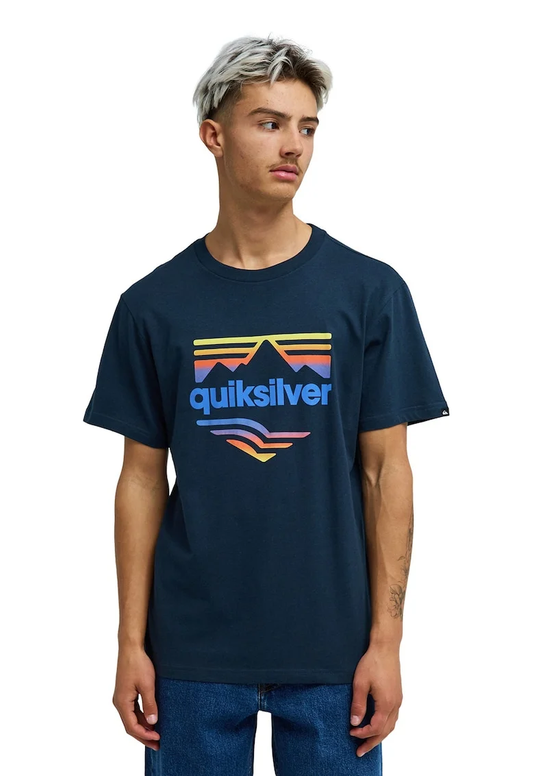 Tricou cu imprimeu logo, Galben/Portocaliu/Bleumarin