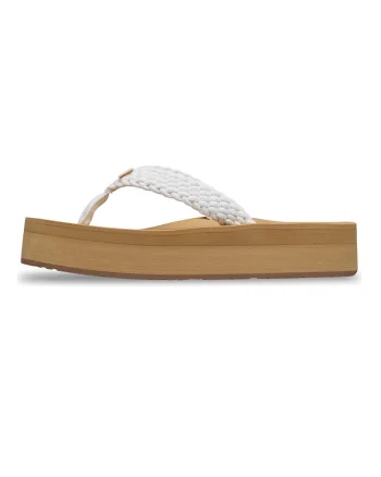 Papuci flip-flop cu aspect impletit Porto, Alb/Maro camel