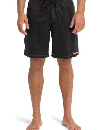 Pantaloni scurti de baie cu buzunar cu clapa, Negru/Gri