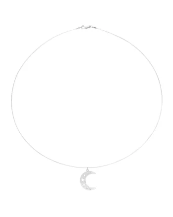 Colier fir transparent cu pandantiv din Argint 925, reglabil, Colier fir transparent cu pandantiv Semiluna si Stele din Argint 925, reglabil 38-41 cm