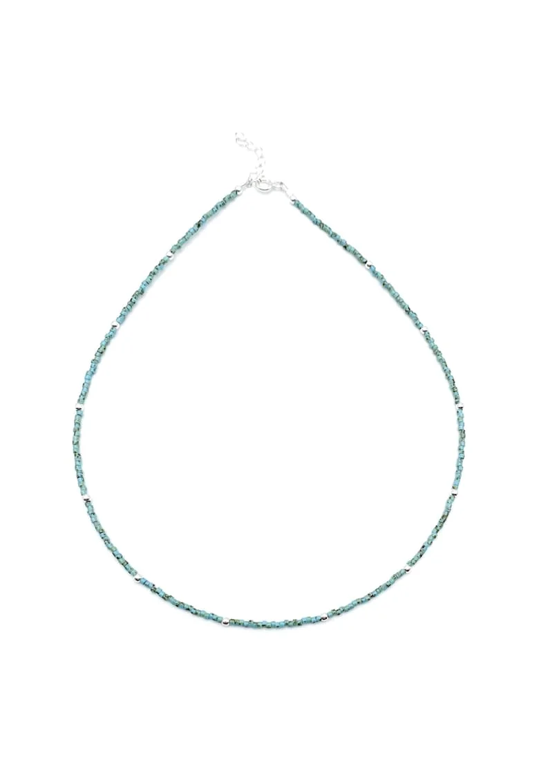 Colier cu bile din Argint 925 si margele Miyuki colorate, reglabil, Turcoaz