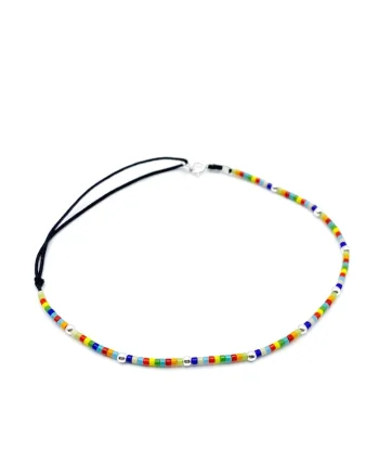 Bratara pentru Picior cu bilute din Argint 925 si margele Miyuki colorate, reglabila 23-30 CM, Multicolor