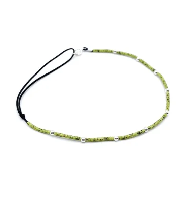 Bratara pentru Picior cu bilute din Argint 925 si margele Miyuki colorate, reglabila 23-30 CM, Verde kiwi