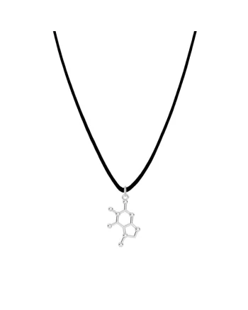 Colier cu pandantiv Formula chimica Ciocolata din Argint 925, snur negru, reglabil pana la 60 cm