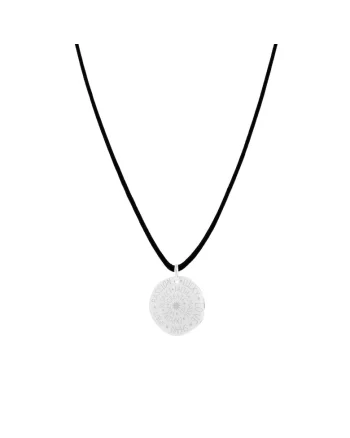 Colier cu pandantiv Talisman din Argint 925, snur negru, reglabil pana la 60 cm