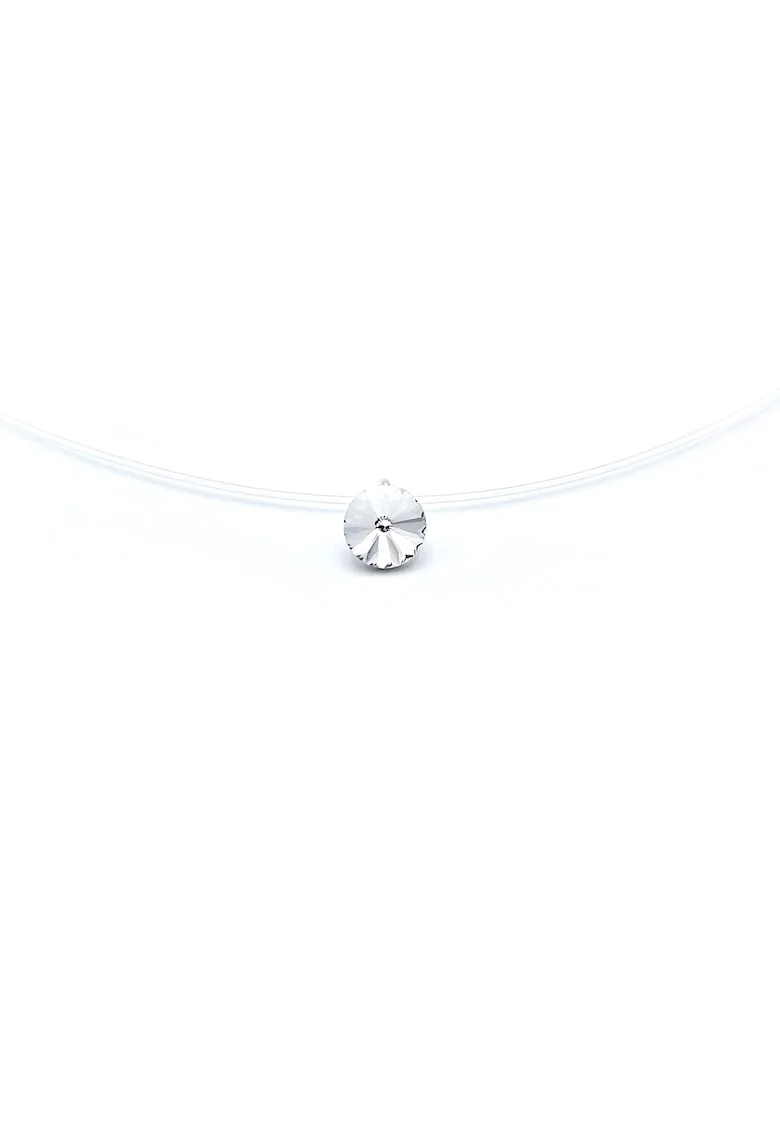 Colier fir transparent cu Cristal Swarovski in suport din Argint 925, reglabil 38-41 cm, Argintiu