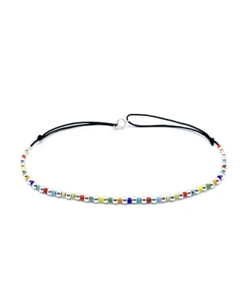 Bratara pentru Glezna cu bilute din Argint 925 si margele Miyuki colorate, Multicolor