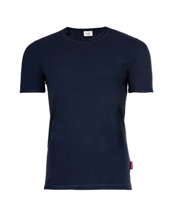 Tricou cu decolteu la baza gatului si model uni, Albastru inchis