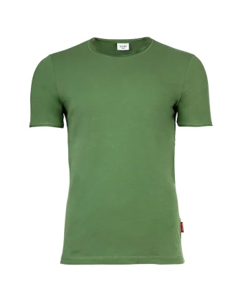 Tricou cu decolteu la baza gatului si model uni, Verde