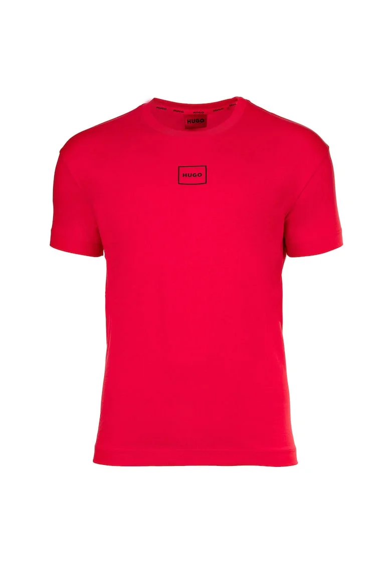 Tricou de casa cu decolteu la baza gatului si logo, Rosu