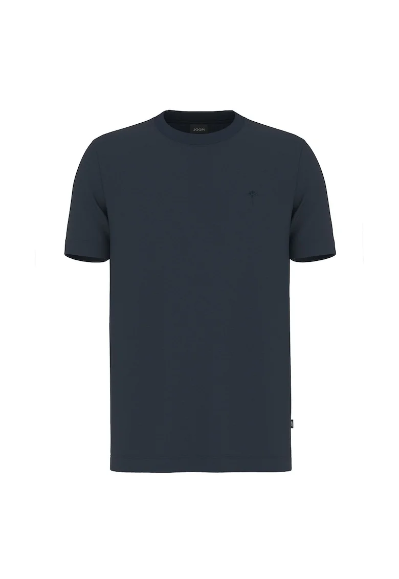 Tricou din bumbac organic cu decolteu la baza gatului, Albastru inchis